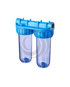 Portafiltro Doble 10" x 3/4" BSP Bronce (Transparente)