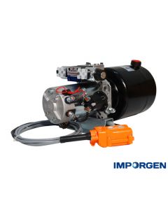 Central Oleohidraulica 12V 1,6 kW 2,1 CC Doble Efecto Estanque 6L Control Remoto.